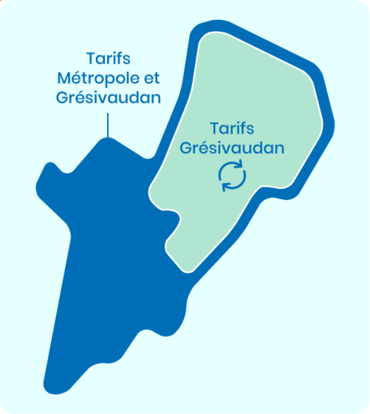 2 tarifs : Métropole Grésivaudan ; Grésivaudan seulement